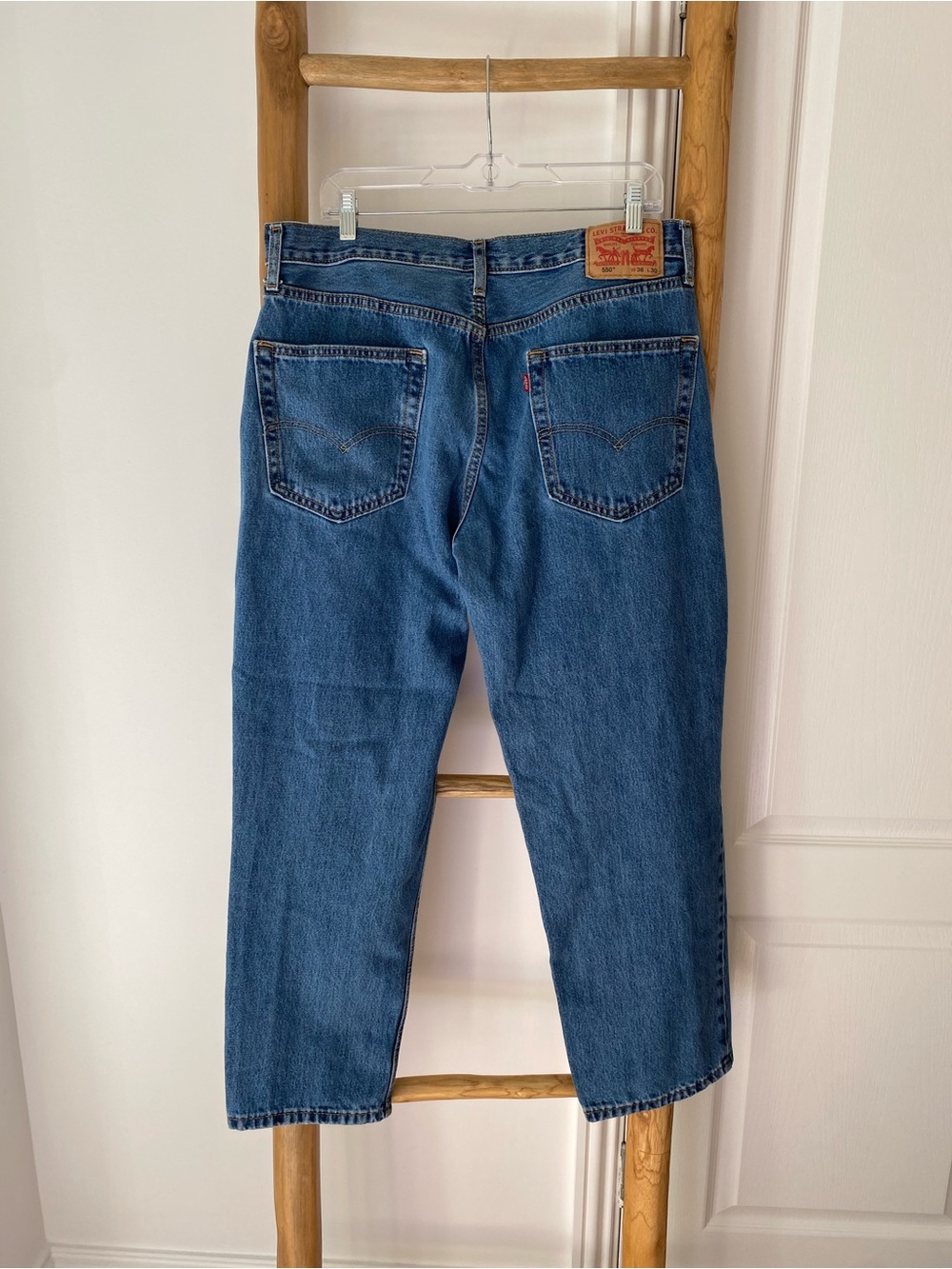 Levis 505 Jeans Mens 36x30 Blue Relaxed Fit Straight Leg Denim Casual